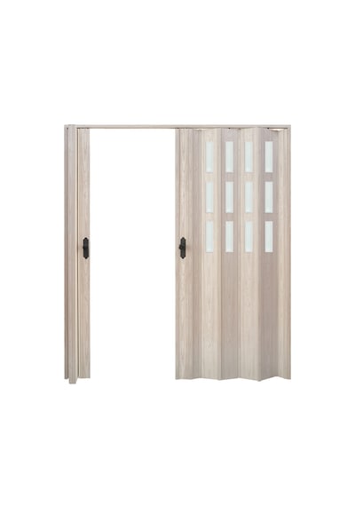 Faran Dekorasyon 170 x 215 Akçaağaç Renk Camlı Çift Açılım Pvc Akordiyon Kapı - FRNAKMODEL-0-151