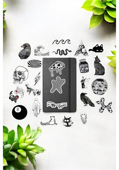 Black And White Paketi/bullet Journal Defter Çıkartma Ajanda Laptop Etiket, 8746876874987 Diğer