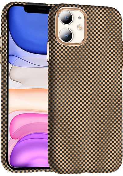 Apple Uyumlu iPhone 11 Kılıf M-safe Şarj Özellikli Karbon Fiber Görünümlü Zore Gros Kapak Desert Titanyum
