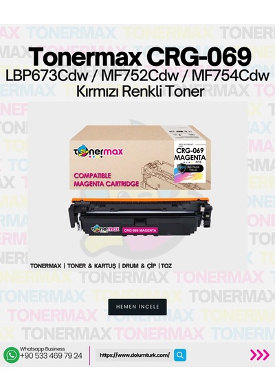 Canon Crg-069 Uyumlu Toner Kırmızı - Çipli / 5094c002 /lbp673cdw /mf752cdw /mf754cdw