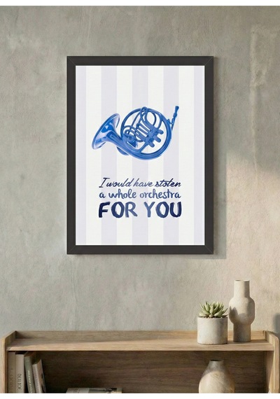 "mavi Fransız Kornası" Blue French Horn Ve Romantik Söz Çerçeveli Tablo - How I Met Your Mother