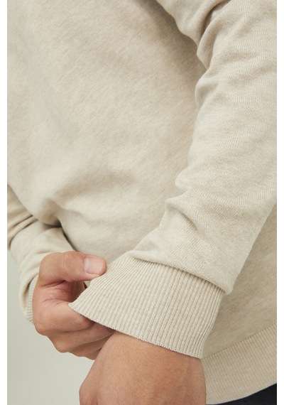 Jack & Jones Yarım Fermuarlı Örgü Kazak Yulaf Ezmesi