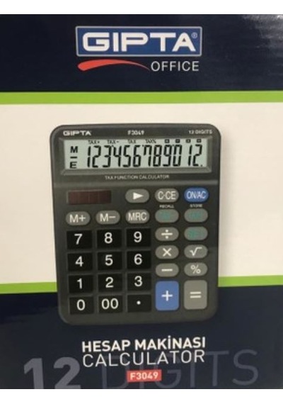 Gıpta F3049 Vergi Fonksiyonlu Masaüstü 12 Hane Hesap Makinesi