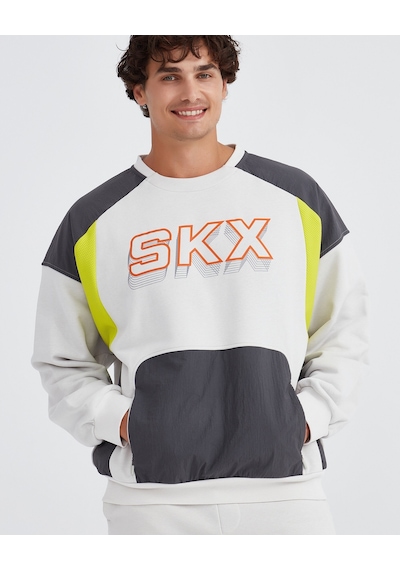 Skechers M Lw Fleece Crew Neck Sweatshirt Erkek Light Gray Sweatshirt S232277-032 Gri