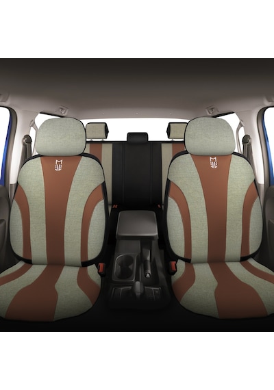 Minderland Medusa Serisi Oto Koltuk Kılıfı, Keten-deri / Haki-taba, Fiat Egea İle Uyumlu
