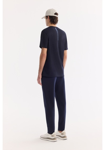 Avva Erkek Lacivert Bisiklet Yaka Bi-stretch Kırışmaz Baskılı Regular Fit T-shirt B001040