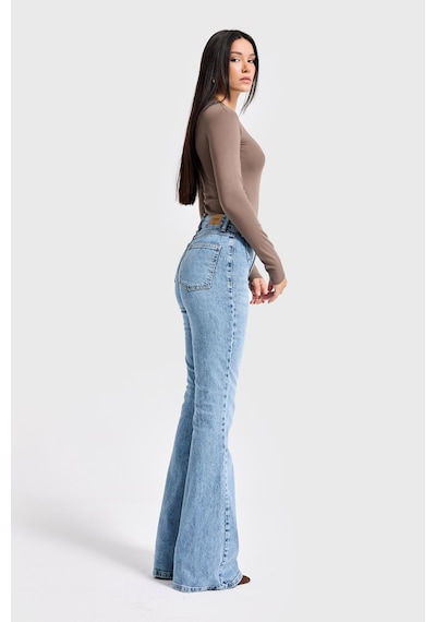 it's basic Kadın Ice Kot Rengi 4s6-3 Flare Fit Viskon Elastan Kumaş Denim Jean Buz Mavi