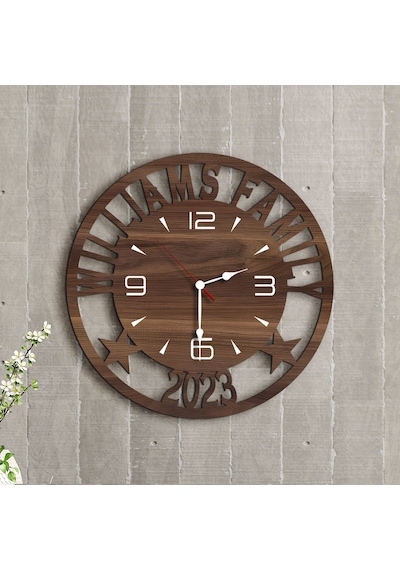 Bk Gift Kişiye Özel İsimli Dekoratif 45cm Ahşap Duvar Saati-2 , Ev Hediyesi , Arkadaşa Hediye , Sevgiliye Hediye Bitmeyen137050 Bk Gift Çok Renkli