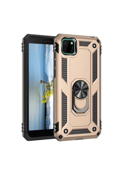 Newface Huawei Y5p Kılıf Sofya Yüzüklü Silikon Kapak - Gold Altın