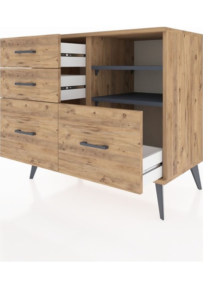 Hyperion Şifonyer 2 Raflı 4 Çekmeceli 88x44x80 Çam-antrasit/çam Antrasit/çam Hyperion Şifonyer 2 Raflı 4 Çekmeceli 88x44x80 Çam-antrasit/çam Antrasit/çam