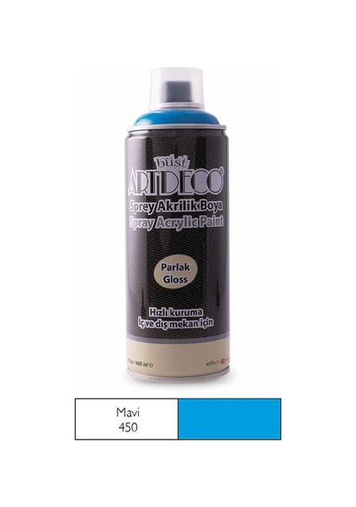 Artdeco Mavi Sprey Boya 400 Ml Parlak Akrilik İç Ve Dış Mekan Kullanımı İçin Çok Renkli