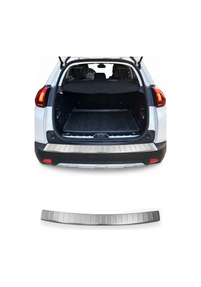 Peugeot 2008 I 2017-2019 Uyumlu Krom Arka Tampon Eşiği Paslanmaz Çelik Taşlı Mat