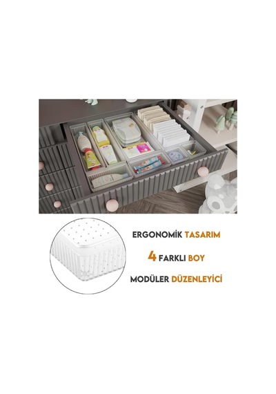 Meleni Baby 8 Parça Bebek Çekmece Düzenleyici - Bebek Organizer - Bebek Bakım Organizer - Şeffaf Genel