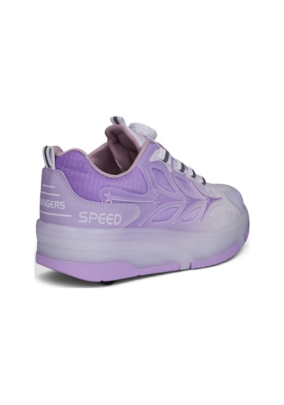 Nstil Unisex Yetişkin Çocuk Spor Ayakkabı Akıllı Bağcıklı Çıkarılabilen Patenli Işıklı Sneaker 003 Mor