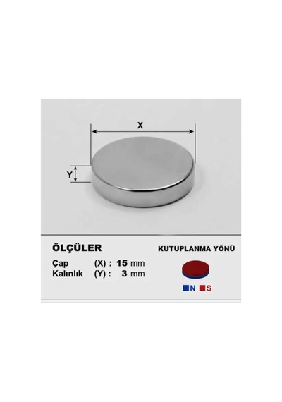 Dünya Magnet 5 Adet 15mm X 3mm Yuvarlak Süper Güçlü Neodyum Mıknatıs