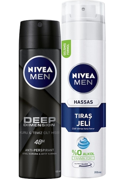 Nivea Men Hassas Tıraş Jeli 200 ML + Deep Dimension Deosprey 150 ML