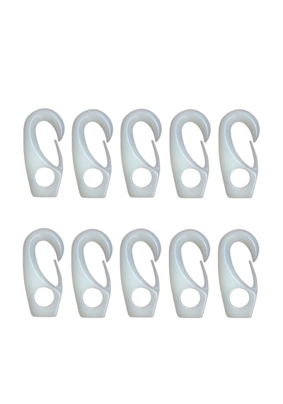 10'lu Plastik Halat Klips. 5mm. Plastik Kanca. Sealux. Beyaz