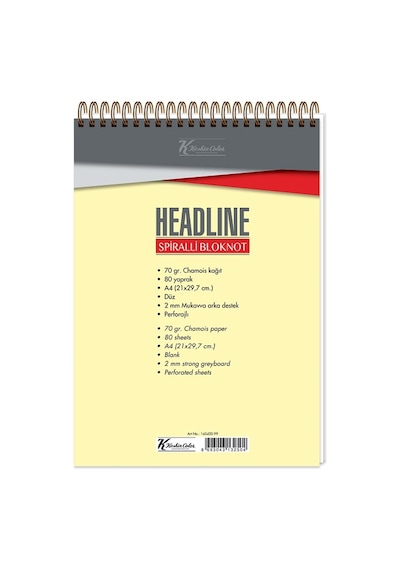 Keskin Color Bloknot Karton Kapakspiralli Headline A4 80 Yp.düz