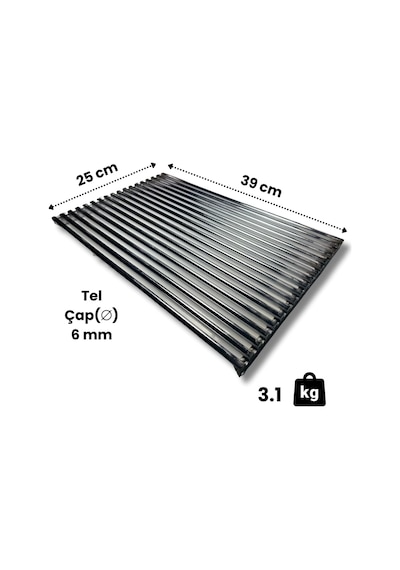 Profesyonel Barbekü Mangal Tel Izgarası 25x39 Cm 6 Mm