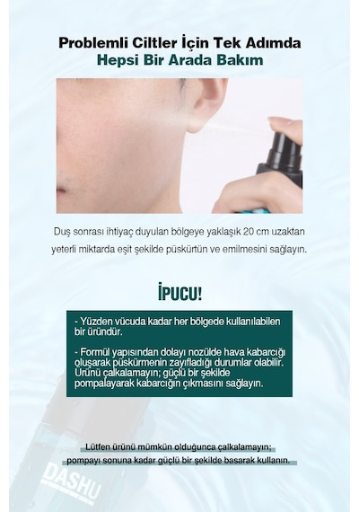 Dashu Daily Relax All İn One Mist Bha İçerikli, Akneye Eğilimli Ciltler İçin Nemlendirici Yüz Ve Vücut Misti