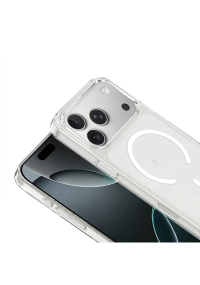Apple Uyumlu iPhone 17-18 Pro Magsafe Kılıf Wireless Kablosuz Şarj Destekli Kamera Korumalı Şeffaf Darbe Emici
