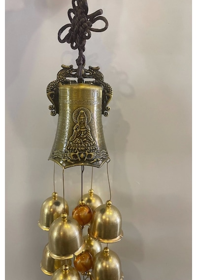 Deprem Zili Çanı Duvar Rüzgar Çanı Zili Feng Shui Ejderha Yılı Metal Borulu Budha Buda Ejderha Çift Balıkobjeli