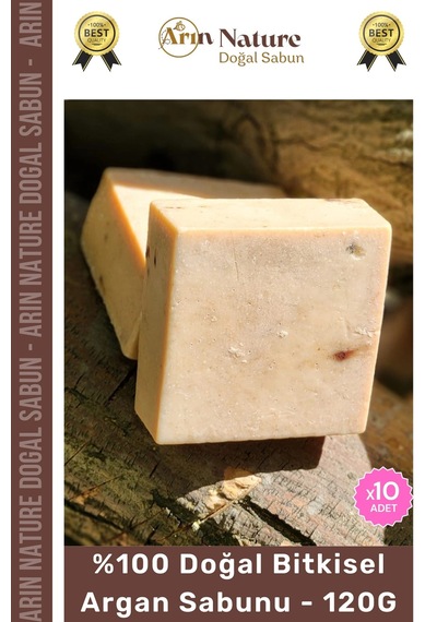 Argansabunu %100 Doğal Güzel Kokulu El Yüz Saç Vücut Orijinal Bitkisel Argan Sabunu 120g - 10 Adet Karışık