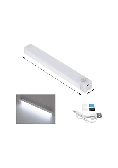 20 Cm Beyaz Işık Hareket Sensörlü Dolap İçi Çalışma Masası Mutfak Tezgah Altı Usb Led Işık Çok Renkli