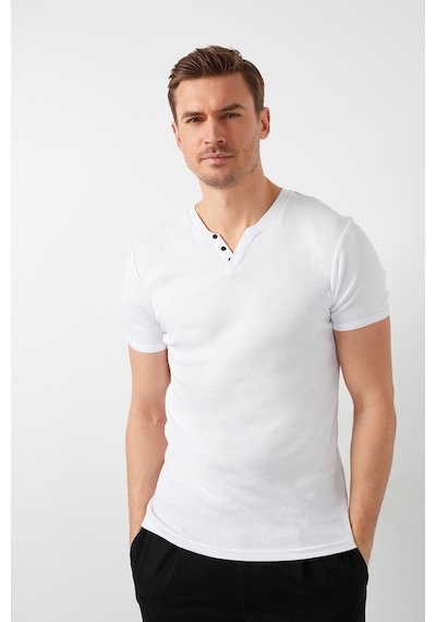 Buratti Pamuklu V Yaka Slim Fit Erkek T Shirt 5902122 Beyaz