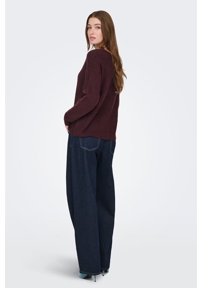 Only Onlcamilla Regular Fit V Yaka Kazak Kadın Kazak 15204588 Vişne
