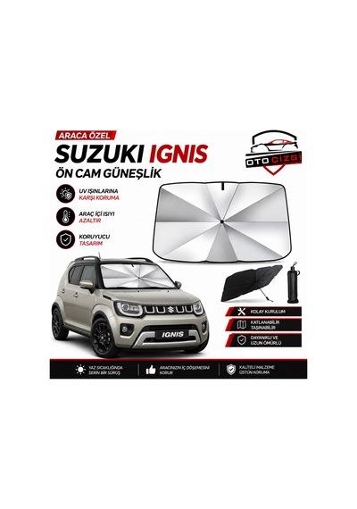 Suzuki Ignis Şemsiye Tip Ön Cam Güneşliği Katlanabilir Uv Korumalı Araç Cam Güneşlik