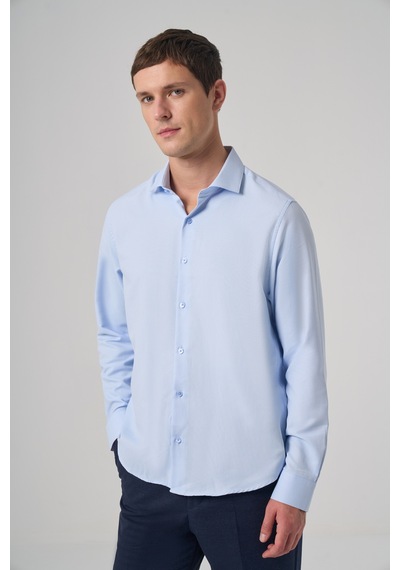 Morven Erkek A. Mavi Polyester Trend Desenli Dynamic Fit İtalyan Yaka Gömlek 26mc004021311 A. Mavi