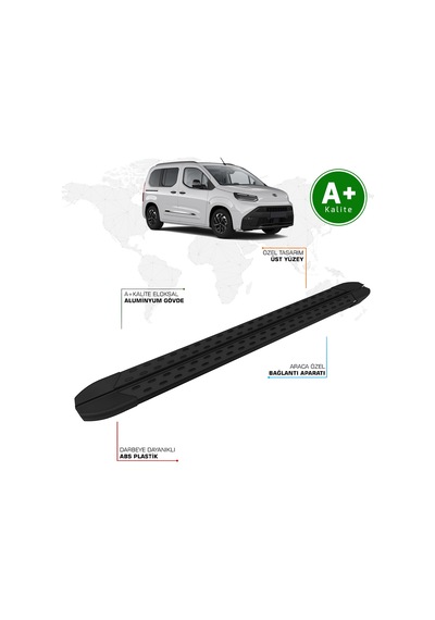 Toyota Proace City Yan Basamak Kısa Şasi 2024 Model Ve Sonrası Trimline Siyah