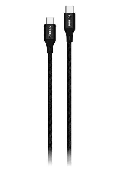 Philips Dlc5522c/00 Usb-c To Usb-c Örgülü Şarj Kablosu, 50 Cm, Siyah