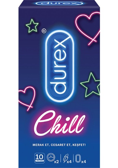 Durex Prezervatif Chill 10'lu 2 Adet Klasik, 4 Adet Yok Ötesi Ekstra His, 4 Adet Yakın Hisset