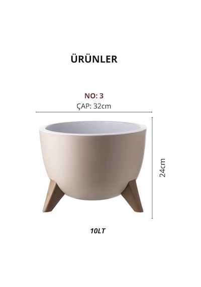 Ufo Model Saksı - 10lt. Saksı - Yuvarlak Modern Saksı