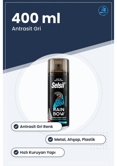 Antrasit Gri Akrilik Sprey Boya 400 Ml Metal Ahşap Plastik İçin H