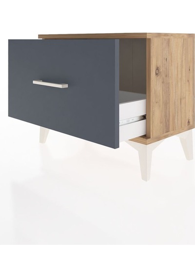 Arges Komodin Tek Çekmeceli 60x30x48 Çam-antrasit Atlas Çam