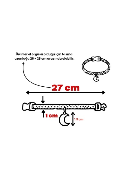Yeşil El Örgüsü Makrome Kedi Tasması 27 Cm - Ay Figürlü Charm Şık Kedi Boyun Tasması