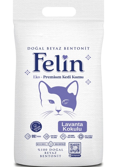 Felin Lavanta Kokulu Topaklaşan İnce Bentonit Kedi Kumu 15 KG