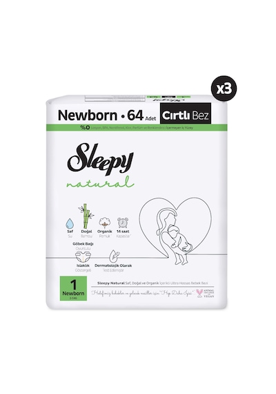 Sleepy Natural Avantajlı Paket Bebek Bezi 1 Numara Newborn 192 Adet