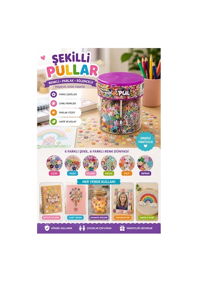 Karışık Şekilli Elişi Pulu Standlı 6 Model 90gr 1 Paket Fixpoint Parlak Pul Okul Sınıf Etkinlik Resim Dekarasyon Hobi Pembe