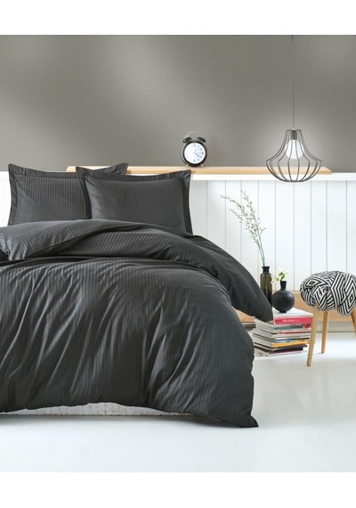 Çift Kişilik Saten Nev Takımı Elegante Stripe Antrasit