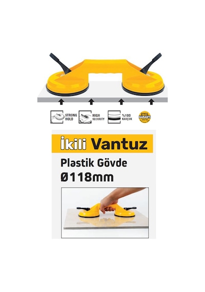 Sgs945 - 90 Kg İkili Plastik Gövde Cam Seramik Fayans Ahşap Tutma Taşıma Vantuzu 12cm + 12cm