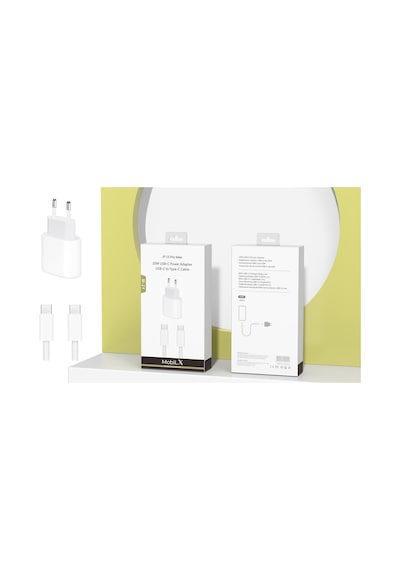 Mobilx M-21 Apple Uyumlu iPhone 15 Pro Max 20w Type-c Hızlı Şarj Adaptörü + Usb-c Kablo
