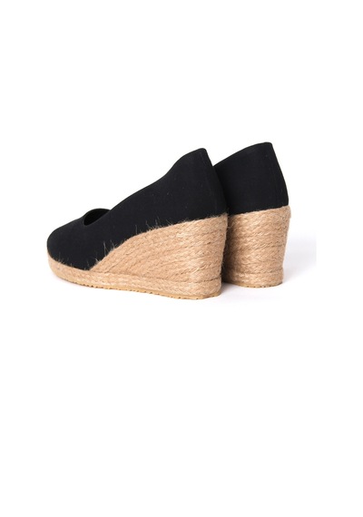 Star Tombis Siyah Keten Espadril Dolgu Topuk
