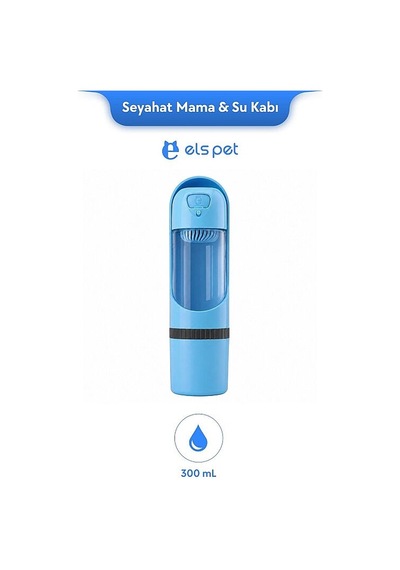 Els Pet Seyahat Mama Ve Su Kabı Mavi Els-tbb Taşınabilir Ve Kompakt Çözüm