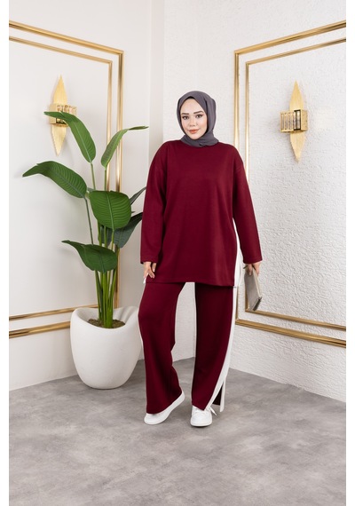 Hira Life Fashion Kadın Efsa Bordo Bisiklet Yaka Yanı Şeritli Ve Pantolon Cepli Alt-üst İkili Takım Bordo Bordo Hira Life Fashion Kadın Efsa Bordo Bisiklet Yaka Yanı Şeritli Ve Pantolon Cepli Alt-üst İkili Takım Bordo Bordo