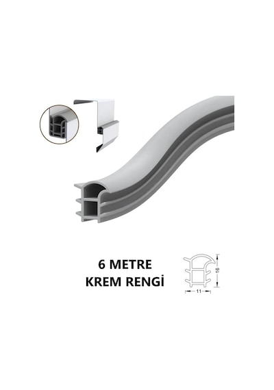 Çelik Kapı Fitili 6 Metre Krem Rengi, Çelik Kapı Lastiği, Kapı Contası 16x11 Diğer