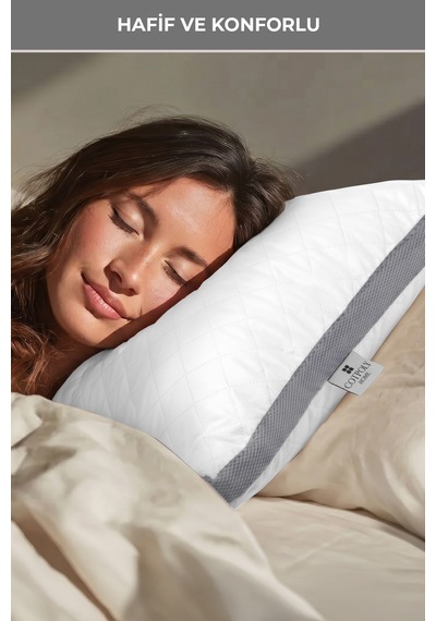Klimalı Yastık 50x70 Cm Terletmeyen, Hava Alan Mikrofiber Uyku Yastığı Gri
